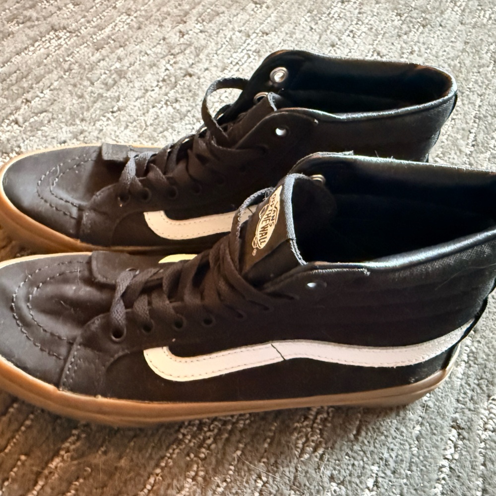 Vans Black High-Top Sneakers with White Side Stripe - Picture 2 of 6
